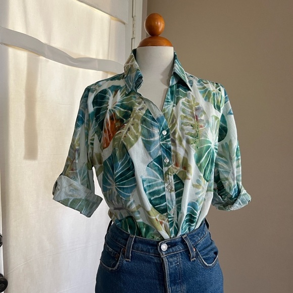 Serengeti Fashions 100% Cotton Tropical Water Lilies Top - Picture 1 of 3